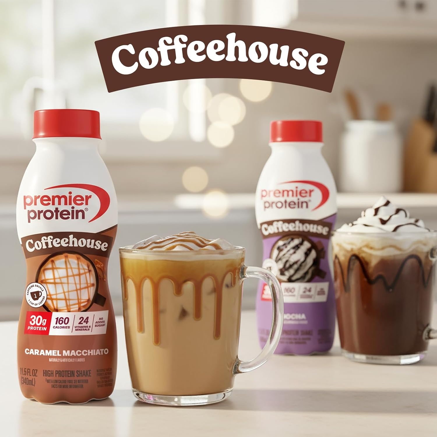 image:imagePremier Protein COFFEEHOUSE Mocha Protein Shake with Caffeine 30g Protein No Added Sugar 24 Vitamins amp Minerals Coffee Beverage for Energy GlutenFree 115 fl oz 12 PackMocha
