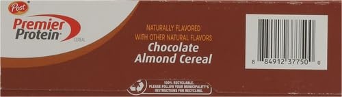 image:imagePremier Protein Chocolate Almond Cereal Chocolatey Protein Breakfast Cereal Flakes with Sliced Almonds Contains 20g of Protein Per Serving 9 oz BoxChocolate