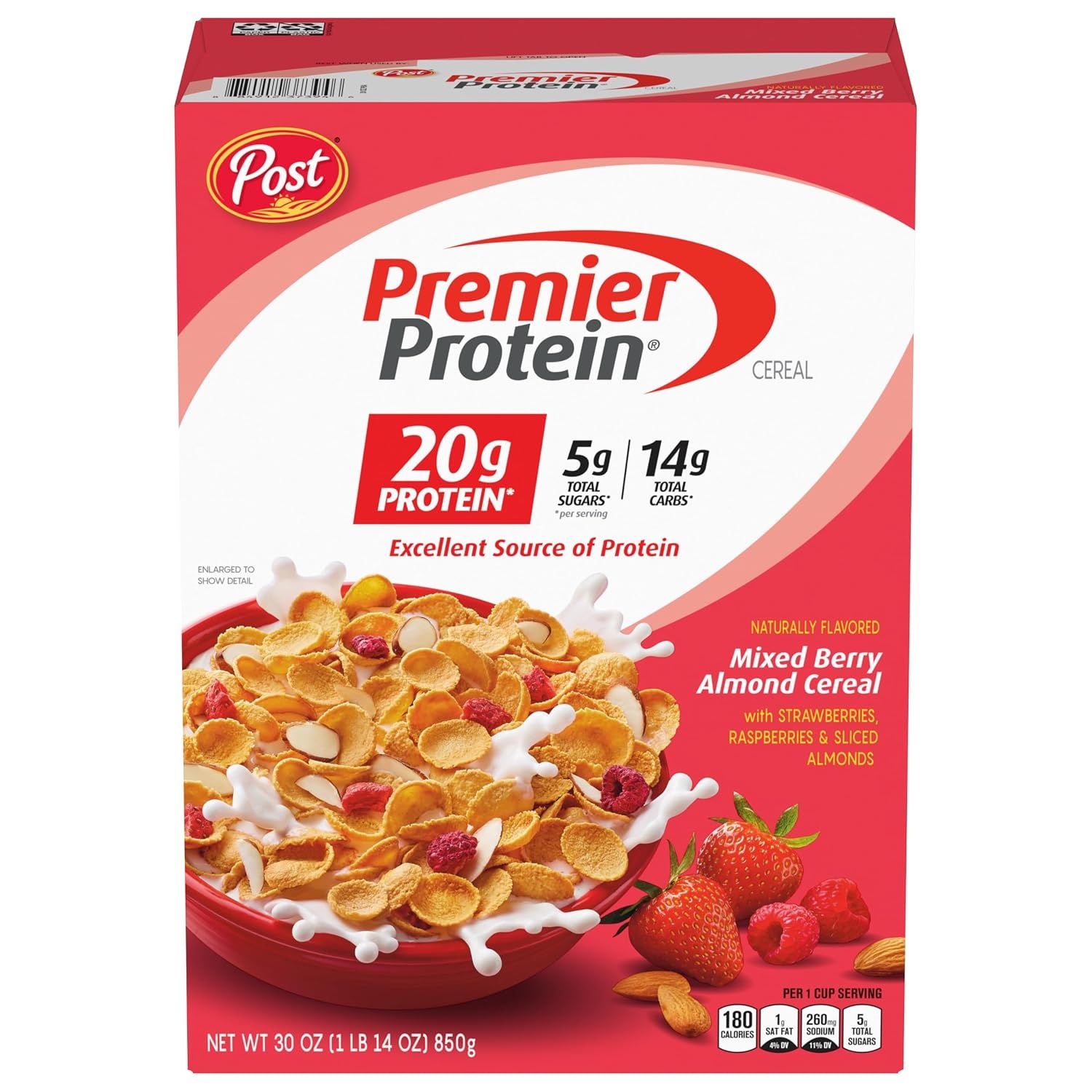 image:imagePremier Protein Mixed Berry Almond Breakfast Cereal HighProtein Crunch with Real Fruit and Nuts 30 oz Bag 1 CountMixed Berry
