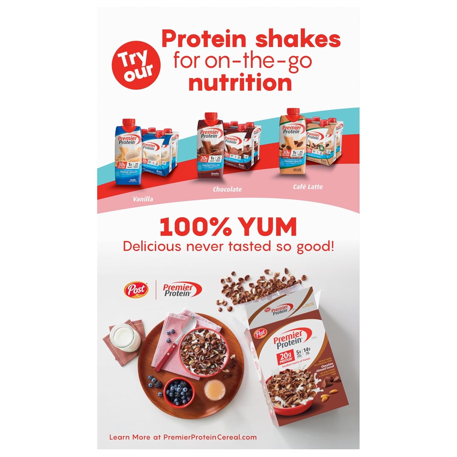 image:imagePremier Protein Mixed Berry Almond Breakfast Cereal HighProtein Crunch with Real Fruit and Nuts 30 oz Bag 1 CountMixed Berry