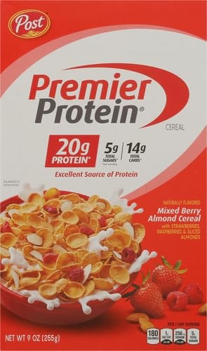 image:imagePremier Protein Mixed Berry Almond Breakfast Cereal HighProtein Crunch with Real Fruit and Nuts 30 oz Bag 1 CountMixed Berry