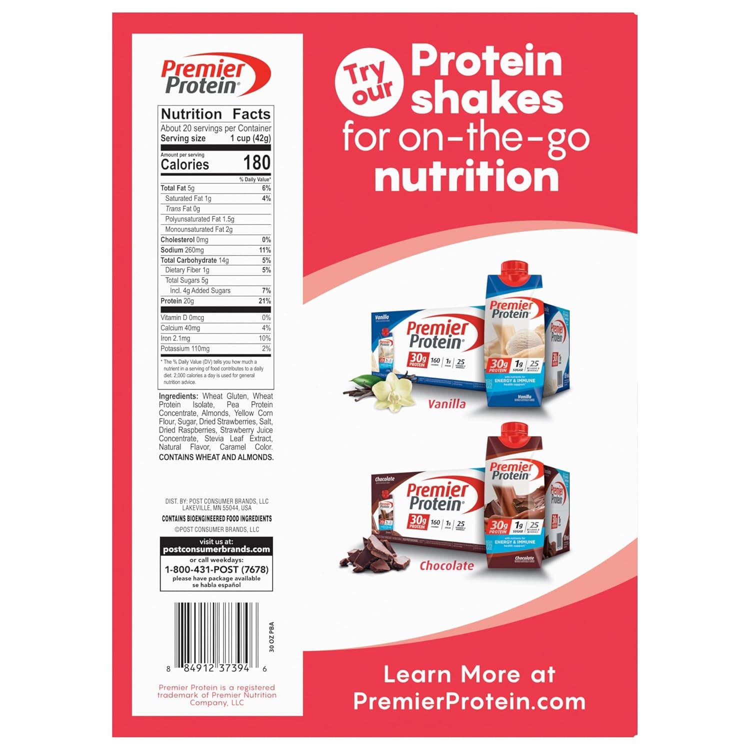 image:imagePremier Protein Mixed Berry Almond Breakfast Cereal HighProtein Crunch with Real Fruit and Nuts 30 oz Bag 1 CountMixed Berry