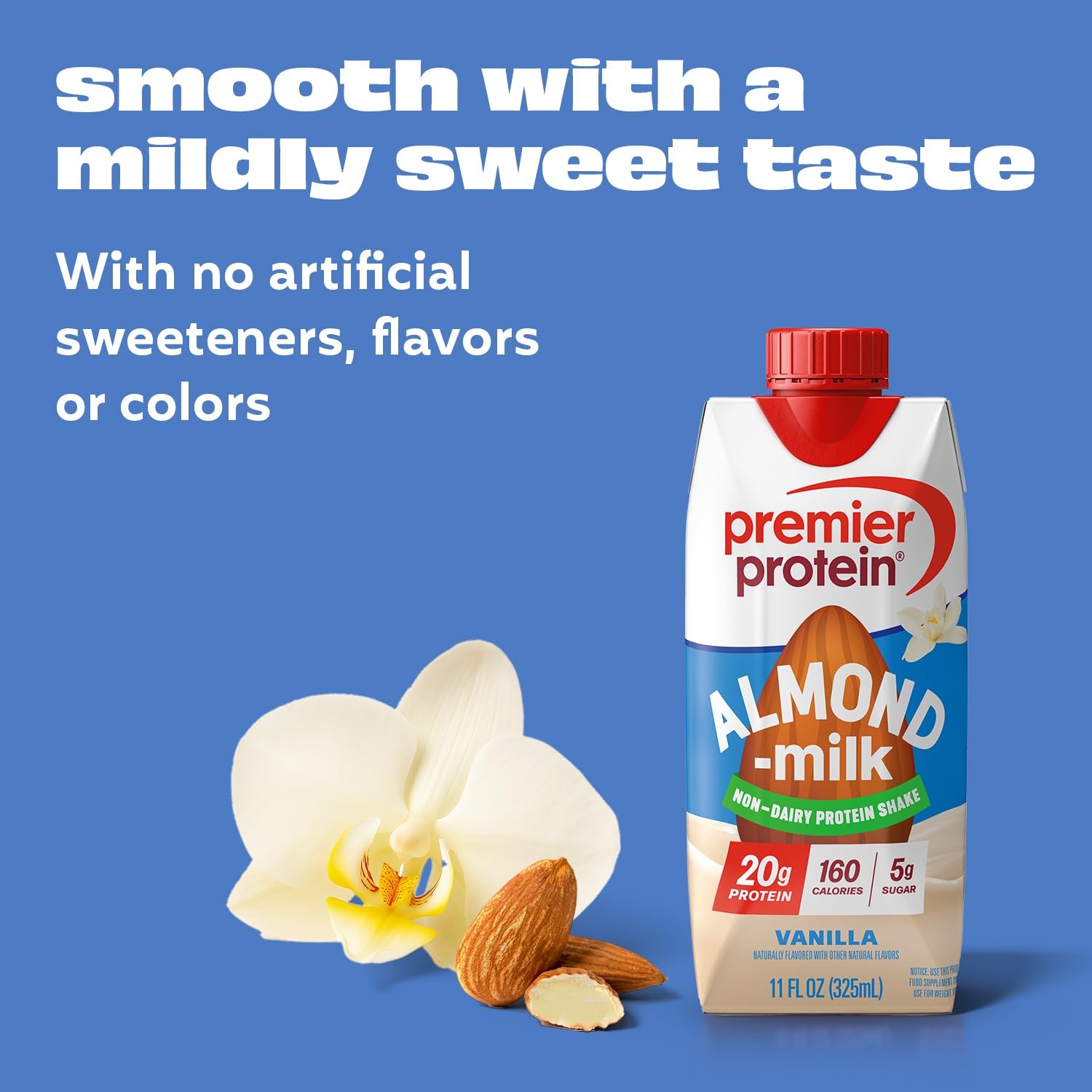 image:imagePremier Protein NonDairy Plant Based Almondmilk Protein Shake Vanilla 20g Protein 5g Sugar 11 fl oz 4 PackVanilla