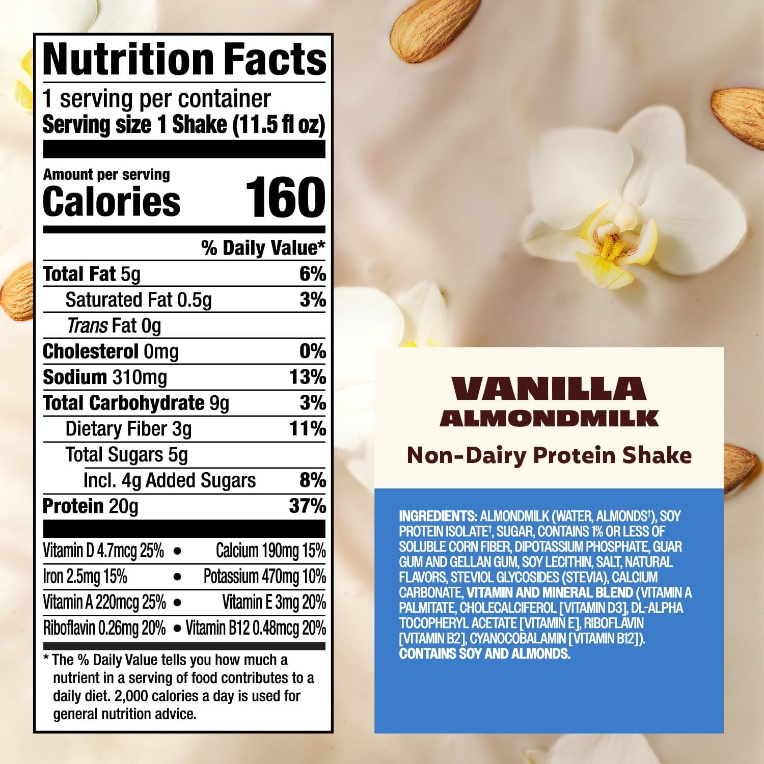 image:imagePremier Protein NonDairy Plant Based Almondmilk Protein Shake Vanilla 20g Protein 5g Sugar GlutenFree 115 Fl oz 12 PackVanilla