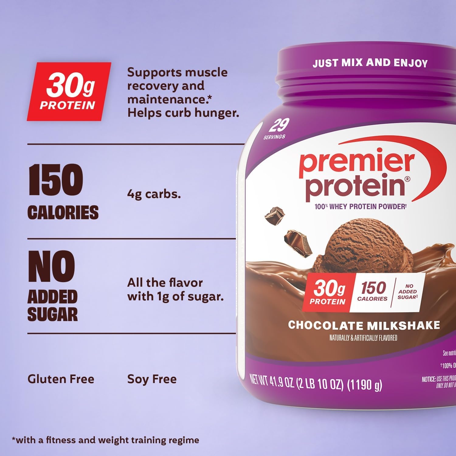image:imagePremier Protein Powder Vanilla Milkshake 30g Protein 1g Sugar 100 Whey Protein Keto Friendly No Soy Gluten Free 233 oz 17 ServingsChocolate