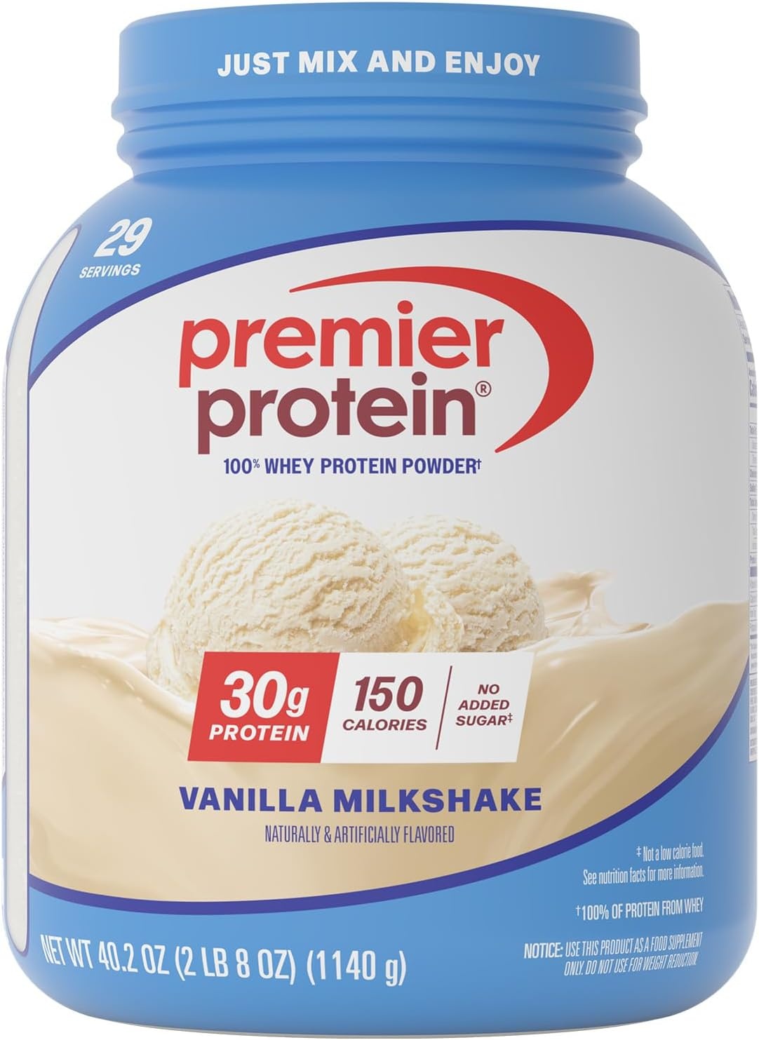 image:imagePremier Protein Powder Vanilla Milkshake 30g Protein 1g Sugar 100 Whey Protein Keto Friendly No Soy Gluten Free 233 oz 17 ServingsVanilla