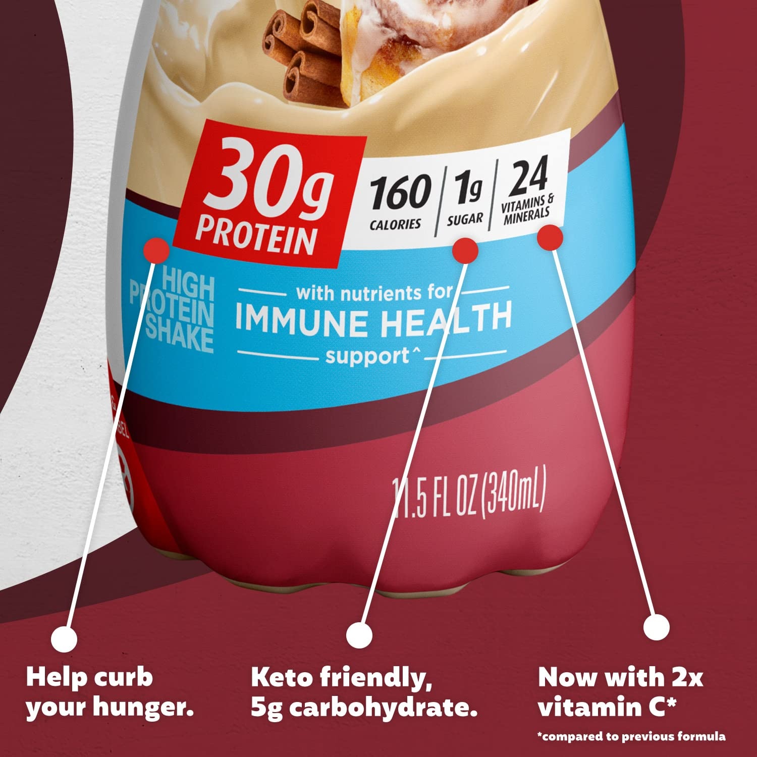 image:imagePremier Protein Shake Cinnamon Roll 30g Protein No Added Sugar 24 Vitamins amp Minerals to Support Immune Health GlutenFree 115 fl oz 12 PackCinnamon Roll