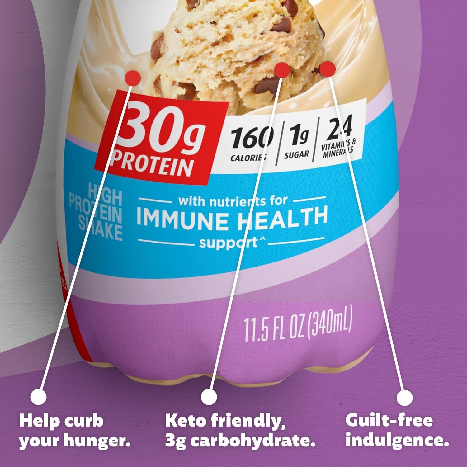 image:imagePremier Protein Shake Cinnamon Roll 30g Protein No Added Sugar 24 Vitamins amp Minerals to Support Immune Health GlutenFree 115 fl oz 12 PackCookie Dough