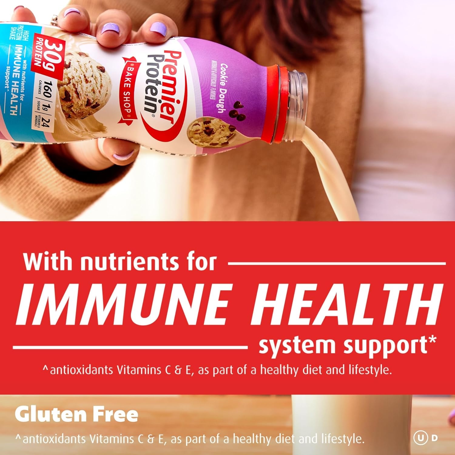 image:imagePremier Protein Shake Cinnamon Roll 30g Protein No Added Sugar 24 Vitamins amp Minerals to Support Immune Health GlutenFree 115 fl oz 12 PackCookie Dough