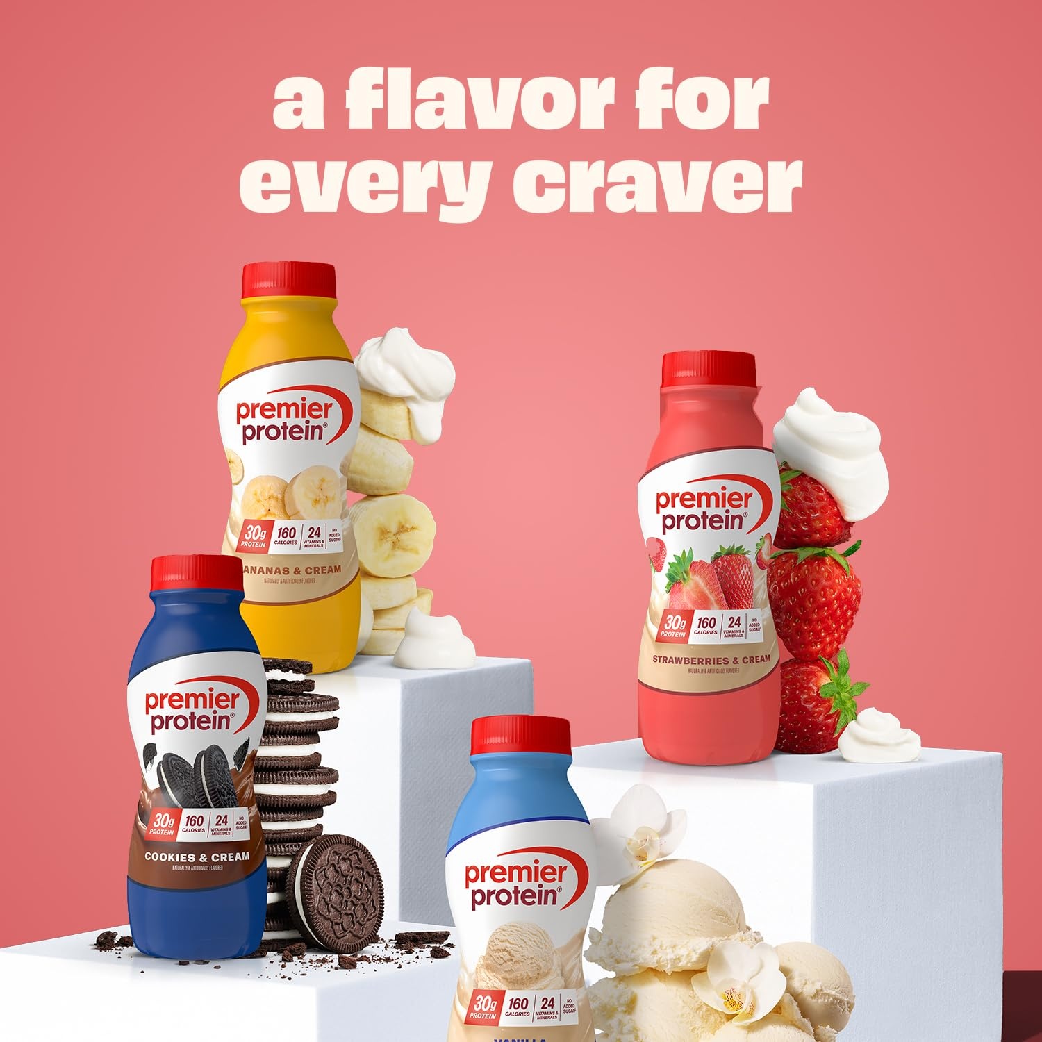 image:imagePremier Protein Shake Cinnamon Roll 30g Protein No Added Sugar 24 Vitamins amp Minerals to Support Immune Health GlutenFree 115 fl oz 12 PackStrawberries Cream