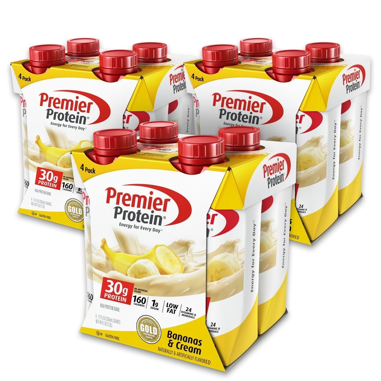 image:imagePremier Protein Shake Vanilla 30g Protein No Added Sugar 24 Vitamins amp Minerals to Support Immune Health 11 fl oz 4 PackBanana