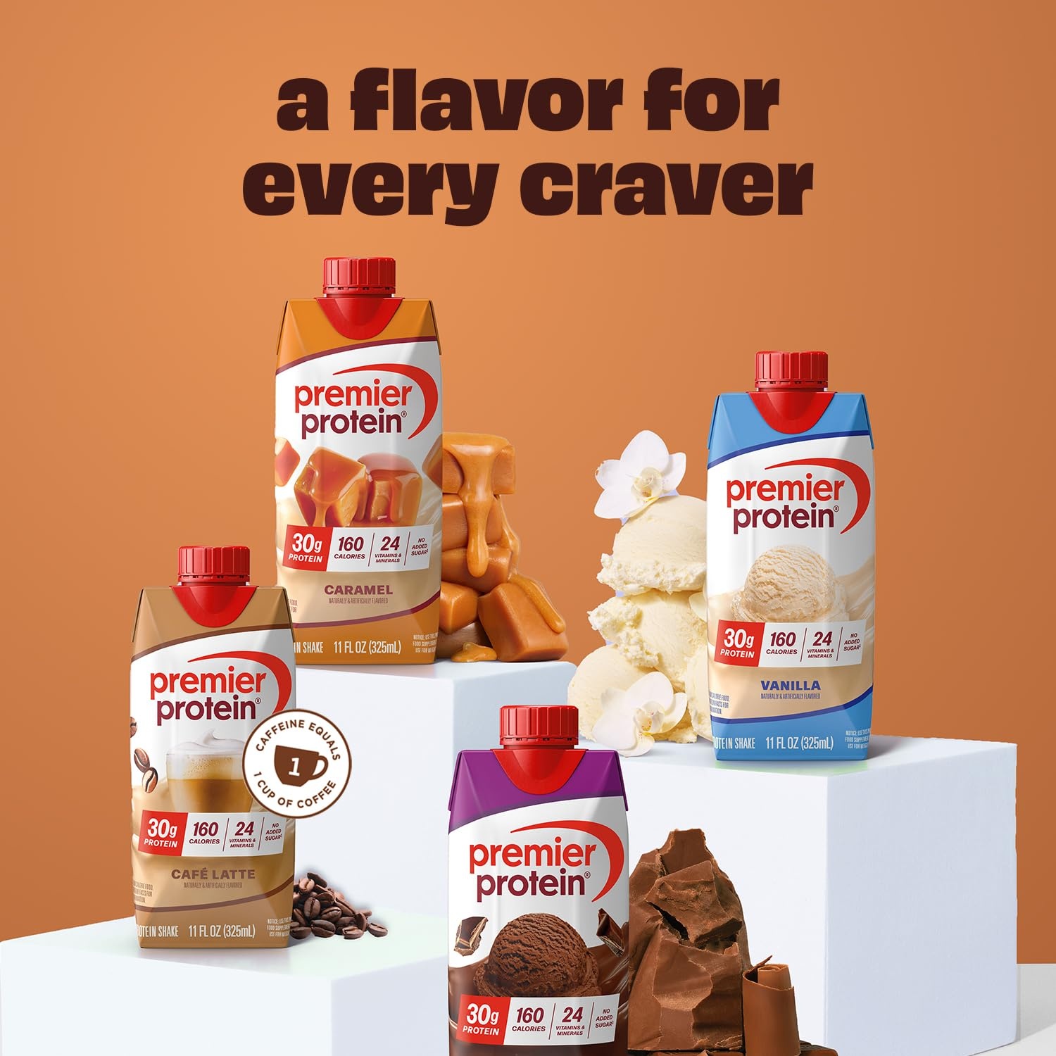 image:imagePremier Protein Shake Vanilla 30g Protein No Added Sugar 24 Vitamins amp Minerals to Support Immune Health 11 fl oz 4 PackChocolate Peanut Butter