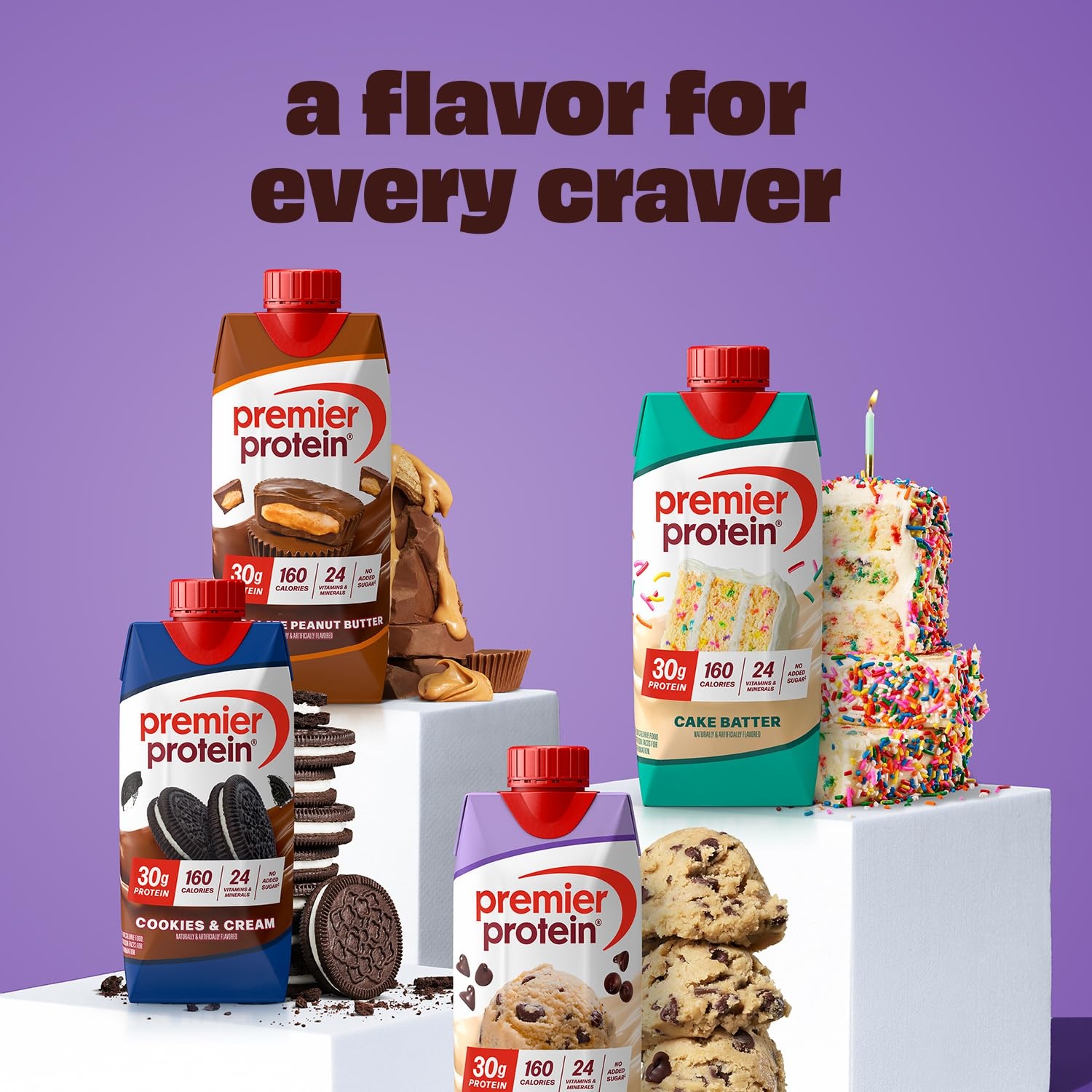 image:imagePremier Protein Shake Vanilla 30g Protein No Added Sugar 24 Vitamins amp Minerals to Support Immune Health 11 fl oz 4 PackCookie Dough