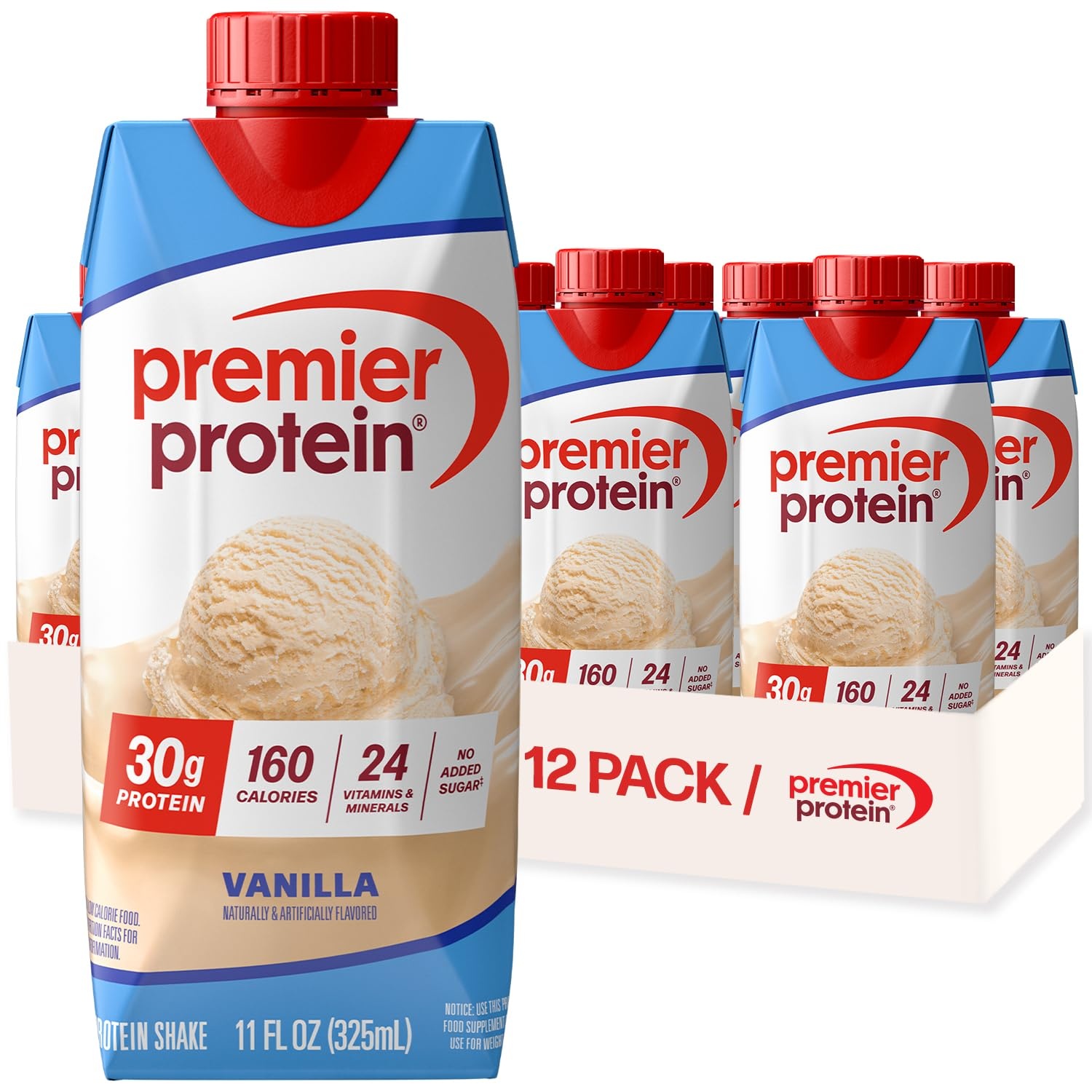 image:imagePremier Protein Shake Vanilla 30g Protein No Added Sugar 24 Vitamins amp Minerals to Support Immune Health 11 fl oz 4 PackVanilla
