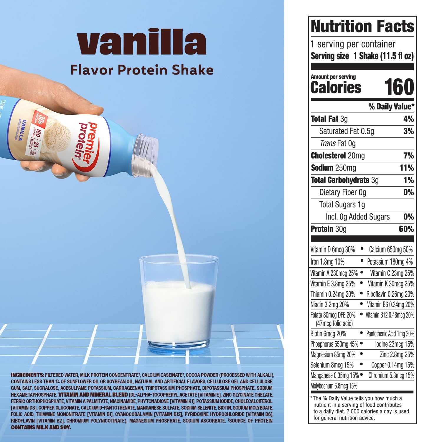 image:imagePremier Protein Shake Vanilla 30g Protein No Added Sugar 24 Vitamins amp Minerals to Support Immune Health 115 fl oz 1 Pack
