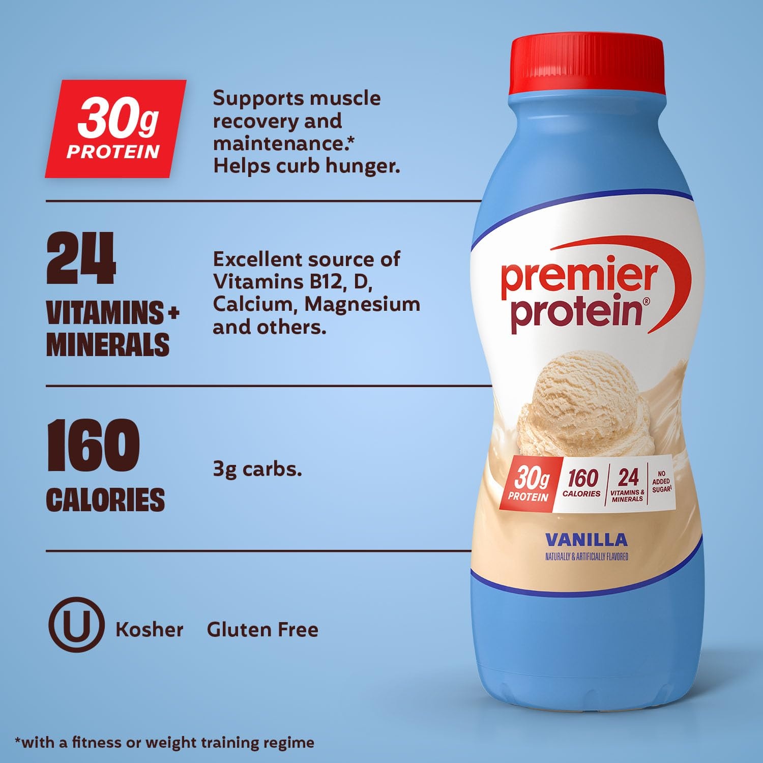 image:imagePremier Protein Shake Vanilla 30g Protein No Added Sugar 24 Vitamins amp Minerals to Support Immune Health 115 fl oz 1 Pack