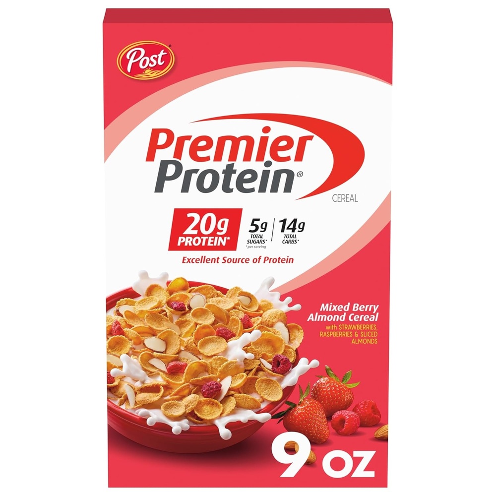 image:imagePremier Protein Mixed Berry Almond Breakfast Cereal HighProtein Crunch with Real Fruit and Nuts 30 oz Bag 1 CountMixed Berry