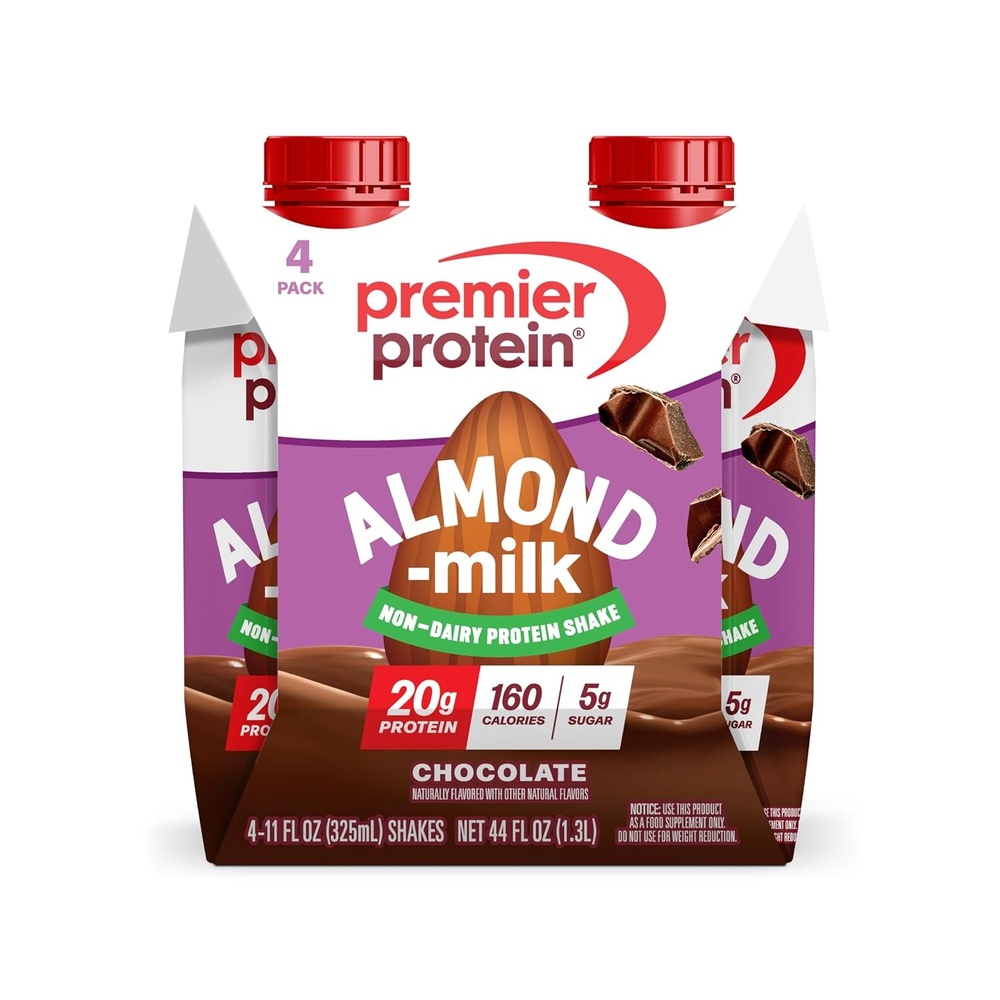 image:imagePremier Protein NonDairy Plant Based Almondmilk Protein Shake Vanilla 20g Protein 5g Sugar 11 fl oz 4 PackChocolate