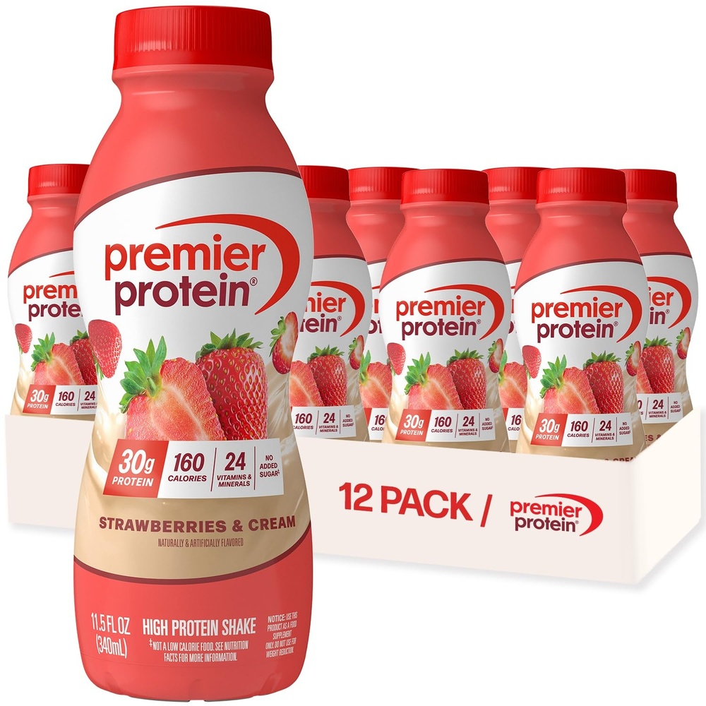 image:imagePremier Protein Shake Cinnamon Roll 30g Protein No Added Sugar 24 Vitamins amp Minerals to Support Immune Health GlutenFree 115 fl oz 12 PackStrawberries Cream