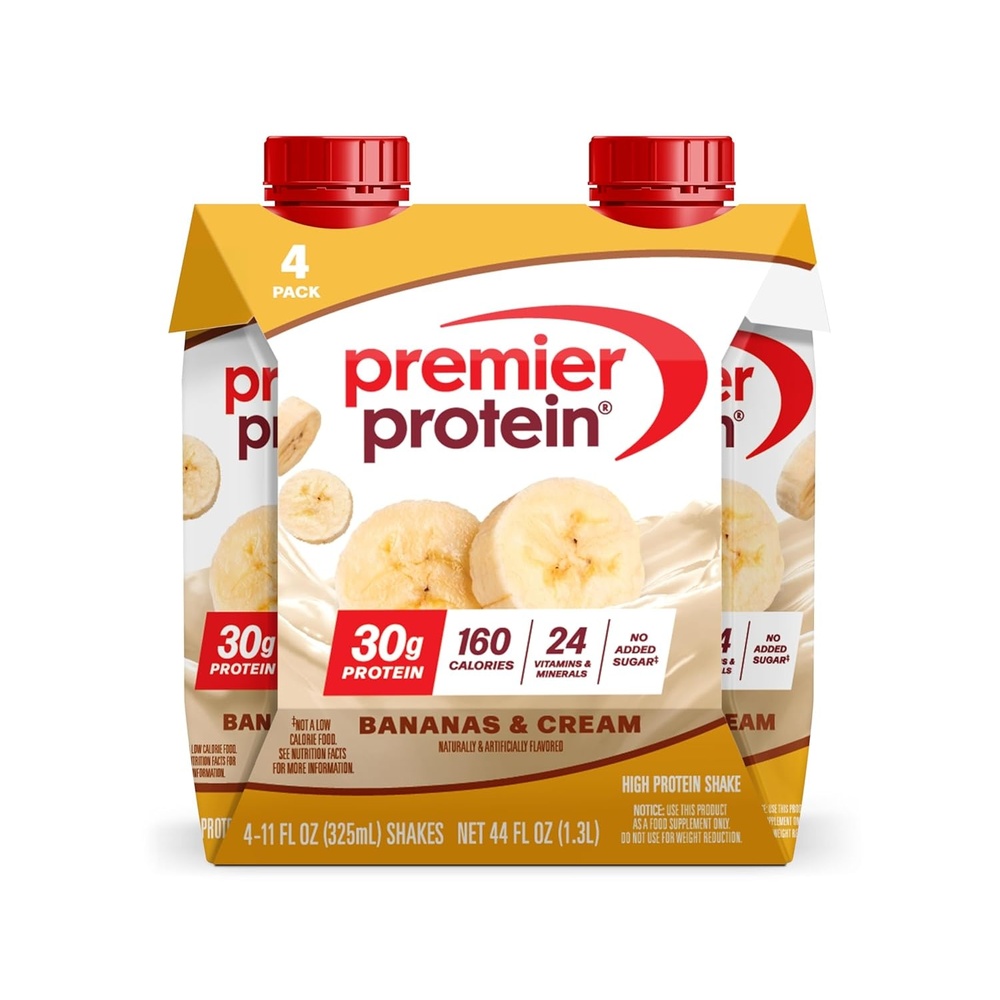image:imagePremier Protein Shake Vanilla 30g Protein No Added Sugar 24 Vitamins amp Minerals to Support Immune Health 11 fl oz 4 PackBanana