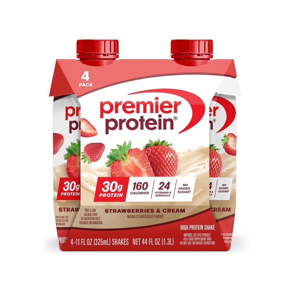 image:imagePremier Protein Shake Vanilla 30g Protein No Added Sugar 24 Vitamins amp Minerals to Support Immune Health 11 fl oz 4 PackStrawberries  Cream