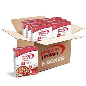 Premier Protein Berries & Cream Flavored High Protein Breakfast Oatmeal, Instant Oats, Fiber Rich, 10.6 oz Box of 6 Pouches (Pack of 6)