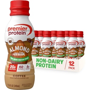 Premier Protein Non-Dairy Plant Based Almondmilk Protein Shake, Vanilla, 20g Protein, 5g Sugar, Gluten-Free, 11.5 Fl oz (12 Pack)(Coffee with Caffeine)