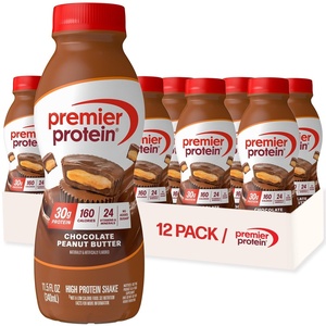 Premier Protein Shake, Cinnamon Roll, 30g Protein, No Added Sugar, 24 Vitamins & Minerals to Support Immune Health, Gluten-Free, 11.5 fl oz (12 Pack)(Chocolate Peanut Butter)