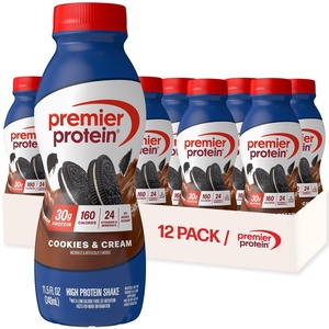 Premier Protein Shake, Cinnamon Roll, 30g Protein, No Added Sugar, 24 Vitamins & Minerals to Support Immune Health, Gluten-Free, 11.5 fl oz (12 Pack)(Cookies & Cream)