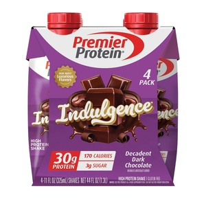 Premier Protein Shake INDULGENCE, White Chocolate Raspberry, 30g Protein, 170 Calories, 3g Sugar, 11 fl oz, 4 Pack (Packaging May Vary)(Dark Chocolate)