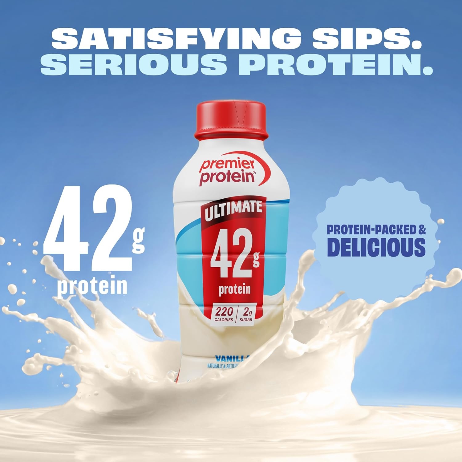 image:imagePremier Protein ULTIMATE 42g High Protein Shake Vanilla 12 Pack 220 Calories 2g Sugar 24 Vitamins amp Minerals Supports Muscle Health GlutenFree Protein Snack 14 ozVanilla