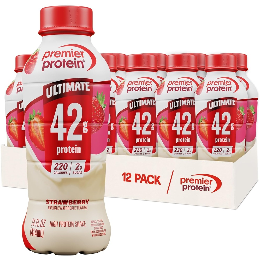 image:imagePremier Protein ULTIMATE 42g High Protein Shake Vanilla 12 Pack 220 Calories 2g Sugar 24 Vitamins amp Minerals Supports Muscle Health GlutenFree Protein Snack 14 ozStrawberry