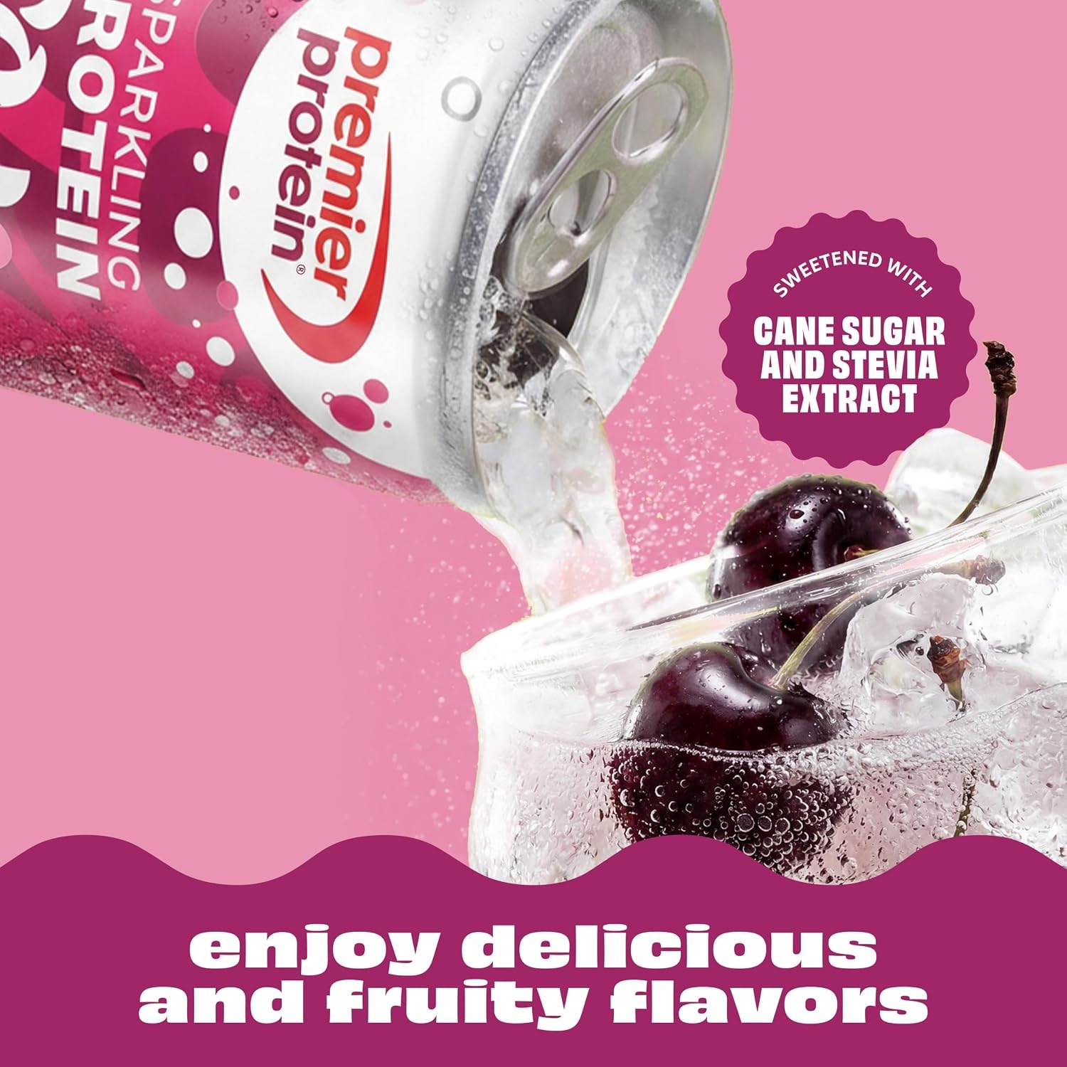 image:imagePremier Protein Sparkling Protein Soda Lemon Lime 15g Whey 12 Pack Soft Drink with Benefits 5 Ingredients No Artificial Colors or Flavors 3g Sugar 12 ozBlack Cherry