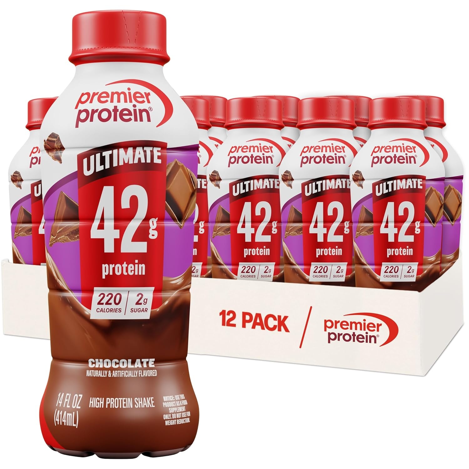image:imagePremier Protein ULTIMATE 42g High Protein Shake Vanilla 4 Pack 220 Calories 2g Sugar 24 Vitamins amp Minerals Supports Muscle Health GlutenFree Protein Snack 14 ozChocolate