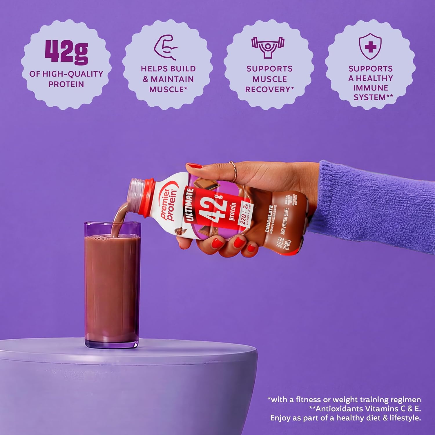 image:imagePremier Protein ULTIMATE 42g High Protein Shake Vanilla 4 Pack 220 Calories 2g Sugar 24 Vitamins amp Minerals Supports Muscle Health GlutenFree Protein Snack 14 ozVariety Pack