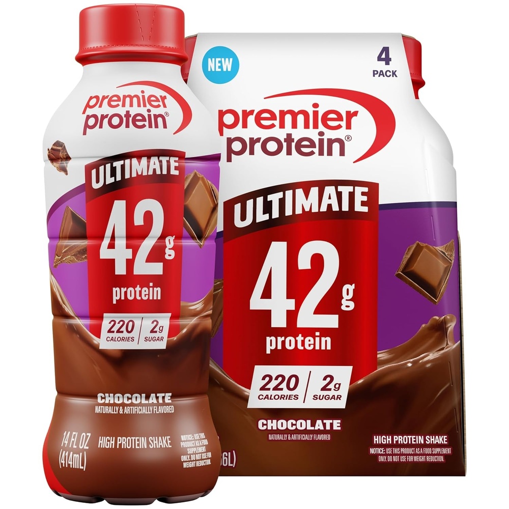image:imagePremier Protein ULTIMATE 42g High Protein Shake Vanilla 4 Pack 220 Calories 2g Sugar 24 Vitamins amp Minerals Supports Muscle Health GlutenFree Protein Snack 14 ozChocolate