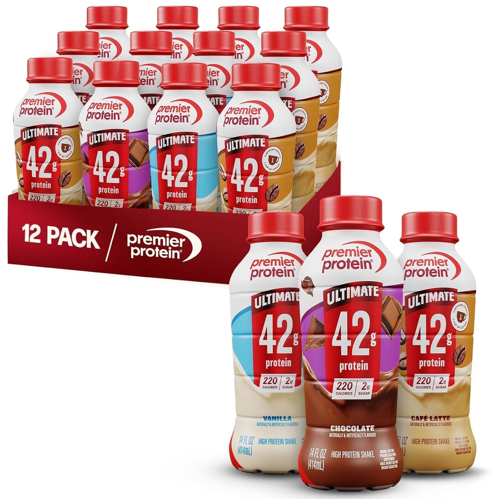 image:imagePremier Protein ULTIMATE 42g High Protein Shake Vanilla 4 Pack 220 Calories 2g Sugar 24 Vitamins amp Minerals Supports Muscle Health GlutenFree Protein Snack 14 ozVariety Pack
