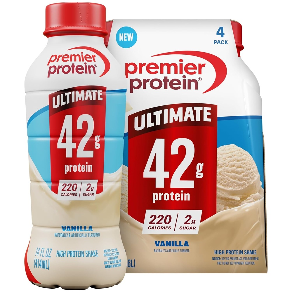 image:imagePremier Protein ULTIMATE 42g High Protein Shake Vanilla 4 Pack 220 Calories 2g Sugar 24 Vitamins amp Minerals Supports Muscle Health GlutenFree Protein Snack 14 ozVanilla