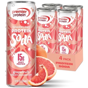 Premier Protein Sparkling Protein Soda, Lemon Lime, 15g Whey, 12 Pack | Soft Drink with Benefits, 5 Ingredients, No Artificial Colors or Flavors, 3g Sugar, 12 oz(Grapefruit)