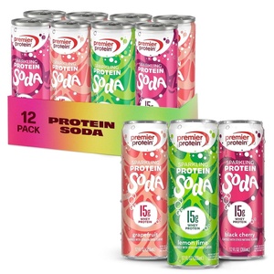 Premier Protein Sparkling Protein Soda, Lemon Lime, 15g Whey, 12 Pack | Soft Drink with Benefits, 5 Ingredients, No Artificial Colors or Flavors, 3g Sugar, 12 oz(Variety Pack)