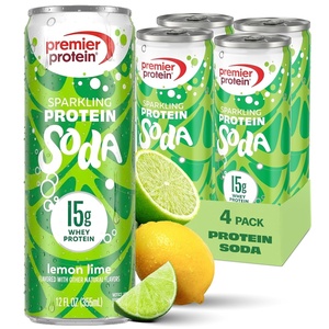 Premier Protein Sparkling Protein Soda, Lemon Lime, 15g Whey, 12 Pack | Soft Drink with Benefits, 5 Ingredients, No Artificial Colors or Flavors, 3g Sugar, 12 oz(Lemon Lime)