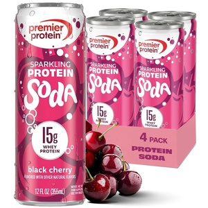 Premier Protein Sparkling Protein Soda, Lemon Lime, 15g Whey, 12 Pack | Soft Drink with Benefits, 5 Ingredients, No Artificial Colors or Flavors, 3g Sugar, 12 oz(Black Cherry)