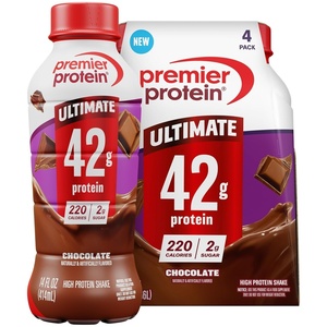 Premier Protein ULTIMATE 42g High Protein Shake, Vanilla, 4 Pack | 220 Calories, 2g Sugar, 24 Vitamins & Minerals, Supports Muscle Health, Gluten-Free, Protein Snack, 14 oz(Chocolate)